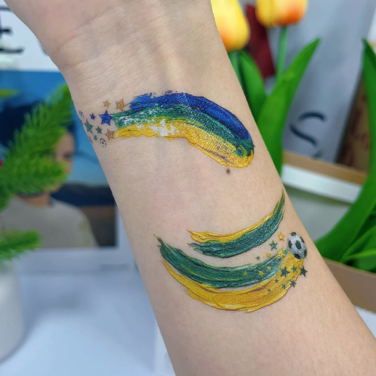 1/8pcs Realistic Football Game Stickers Soccer Temporary Tattoos Atmosphere Body Art Decor Stickers for Sports Events Parties view 6