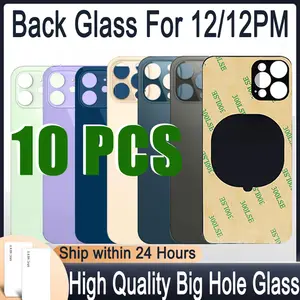 Bilashmart 10  Back Glass iphone 12 Pro Max Back Battery Cover Rear Door 12 Big Hole Version Back Housing Case Replacement Parts