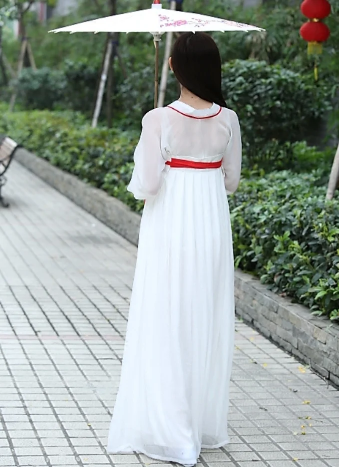 Disfraz de Hanfu tradicional chino blanco para mujer, Ropa de baile de princesa para niñas, traje de dinastía Tang, ropa Antigua China