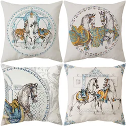 45x45cm Horse Printed Cushion Cover Luxury Decor Home Throw Pillow Case PIllowcase for Living Room Sofa Seat Housse De Coussin