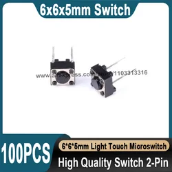 100Pcs 6x6x5mm Micro Switch Touch Switch For 6*6*5mm DIP-2PIN Micro Touch Switch