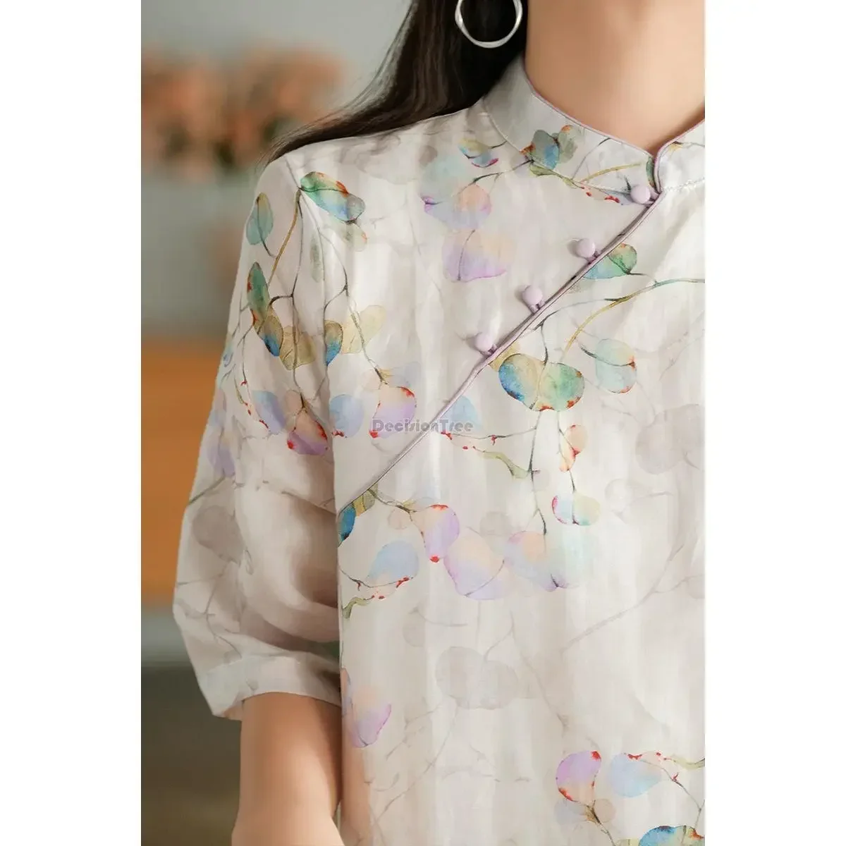 

2024 chinese style traditional women elegant cotton linen cheongsam dress short sleeve floral hanfu a line improved qipao dress