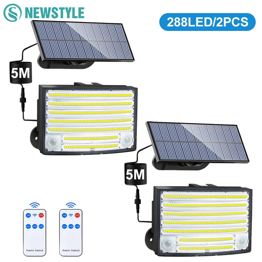 

Solar Lamps for Outdoors Potlight Light 288 LEDs Super Bright Solar Powered Lights Dual Motion Sensor Waterproof Patios Garden