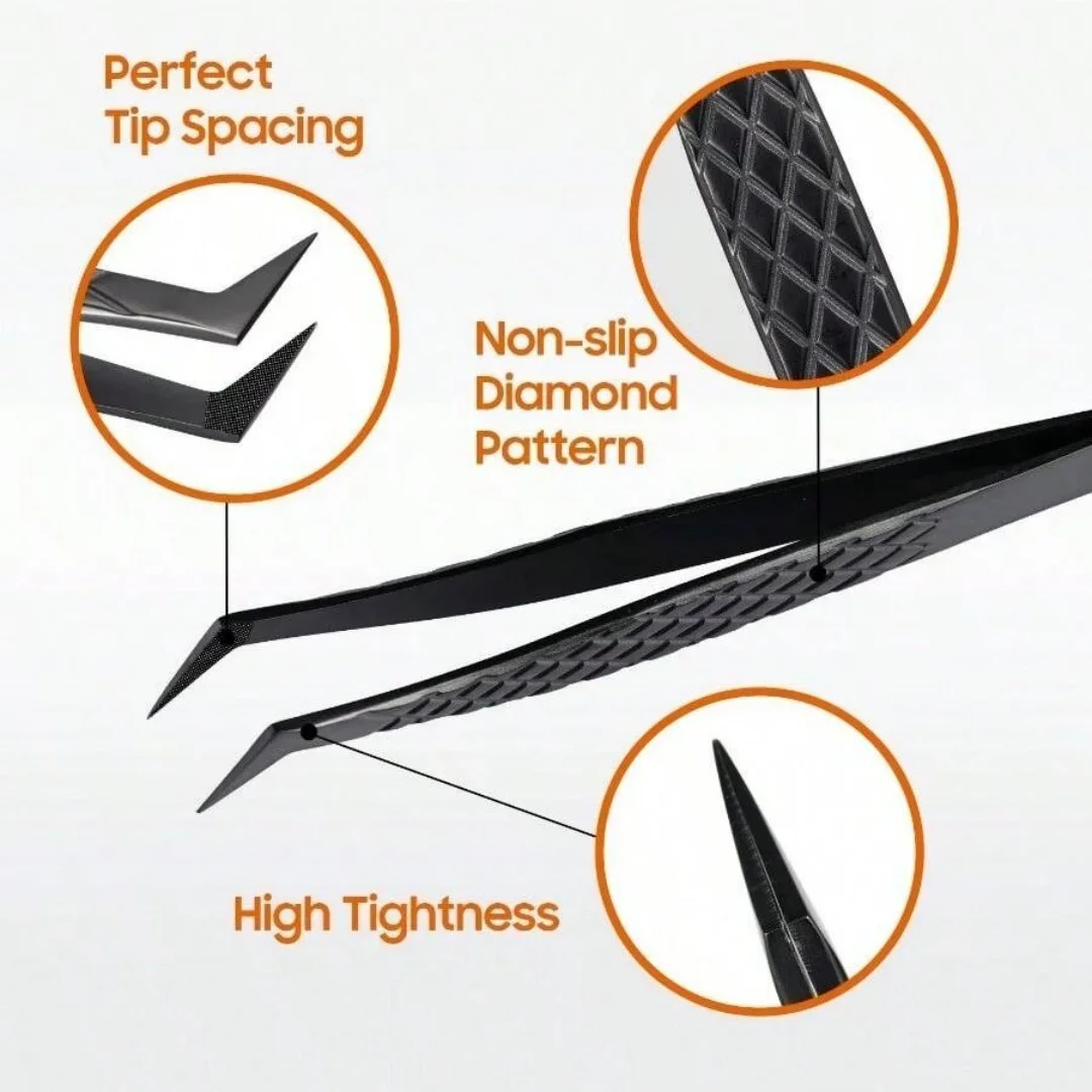 3 قطعة مجموعة ملاقط رمش المهنية التيتانيوم منحني رئيس كاذبة رمش المشبك أداة للجمال الصحة الألياف تلميح رمش بكرة الشعر