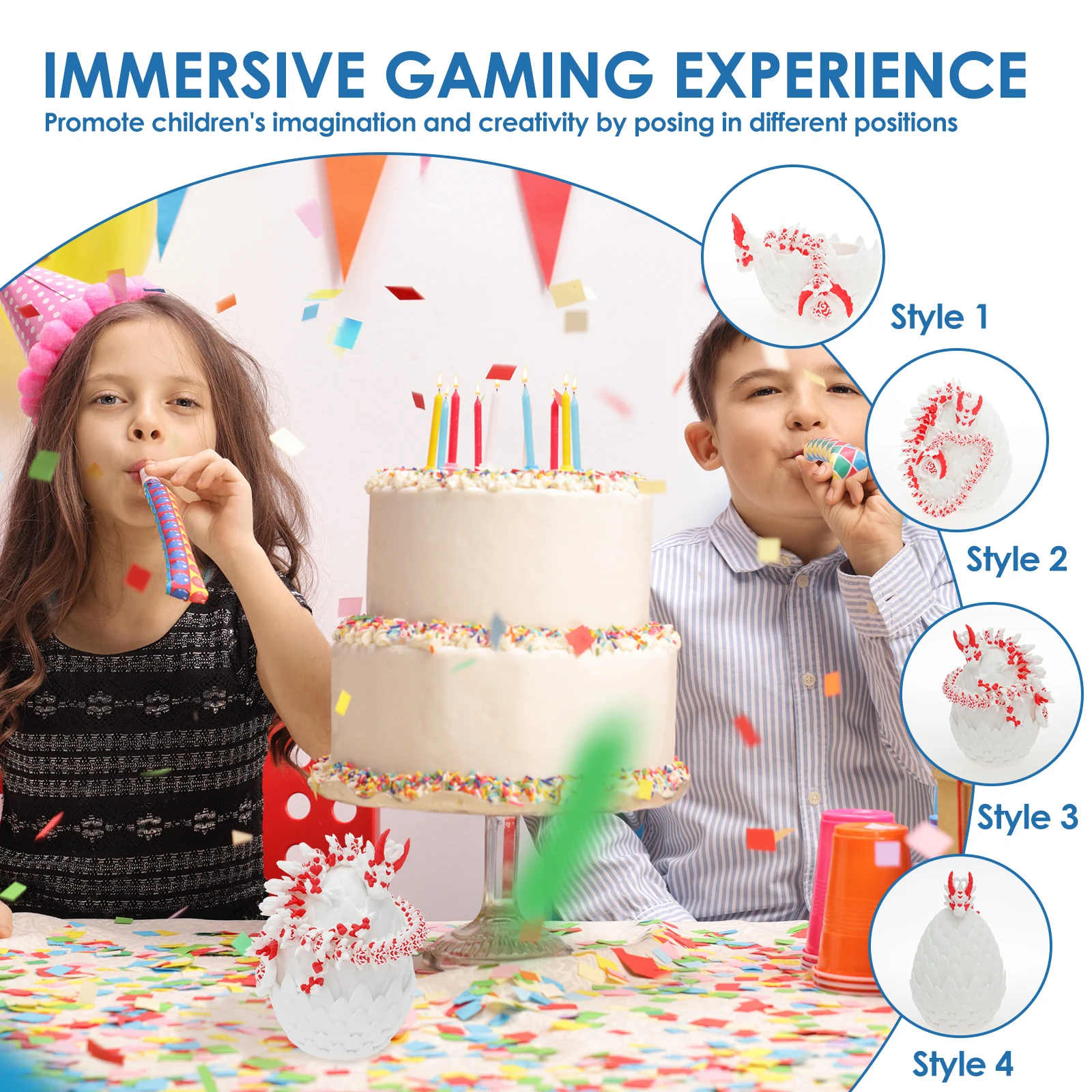 مجموعة التنانين المفصلية الصغيرة مجموعة ألعاب غامضة مطبوعة رائعة متعددة الأغراض تنين ثلاثي الأبعاد في البيضة لتزيين المكتب #5