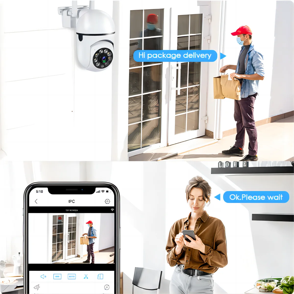 3MP Wifi IP Outdoor Cameras Surveillance Video Human Detection 4X Digital Zoom CCTV Security Wireless Monitor Audio Night Vision