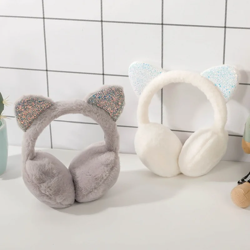

New Shiny Ear Earmuffs Winter Warm Fashion Cute Ear Protect for Girl Boy Birthday Party Dinner Earmuffs Christmas Gifts
