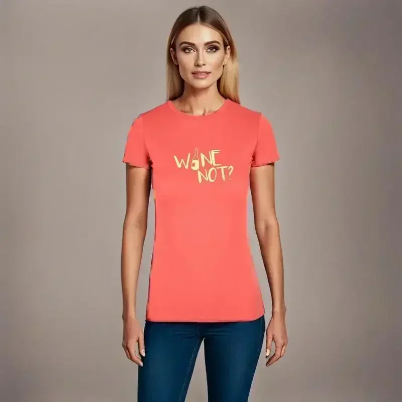 WOMENS TEE TSHIRT LADIES SLIM FIT WINE NOT MUM WIFE GIRLS NIGHT GIFT REST GLASS