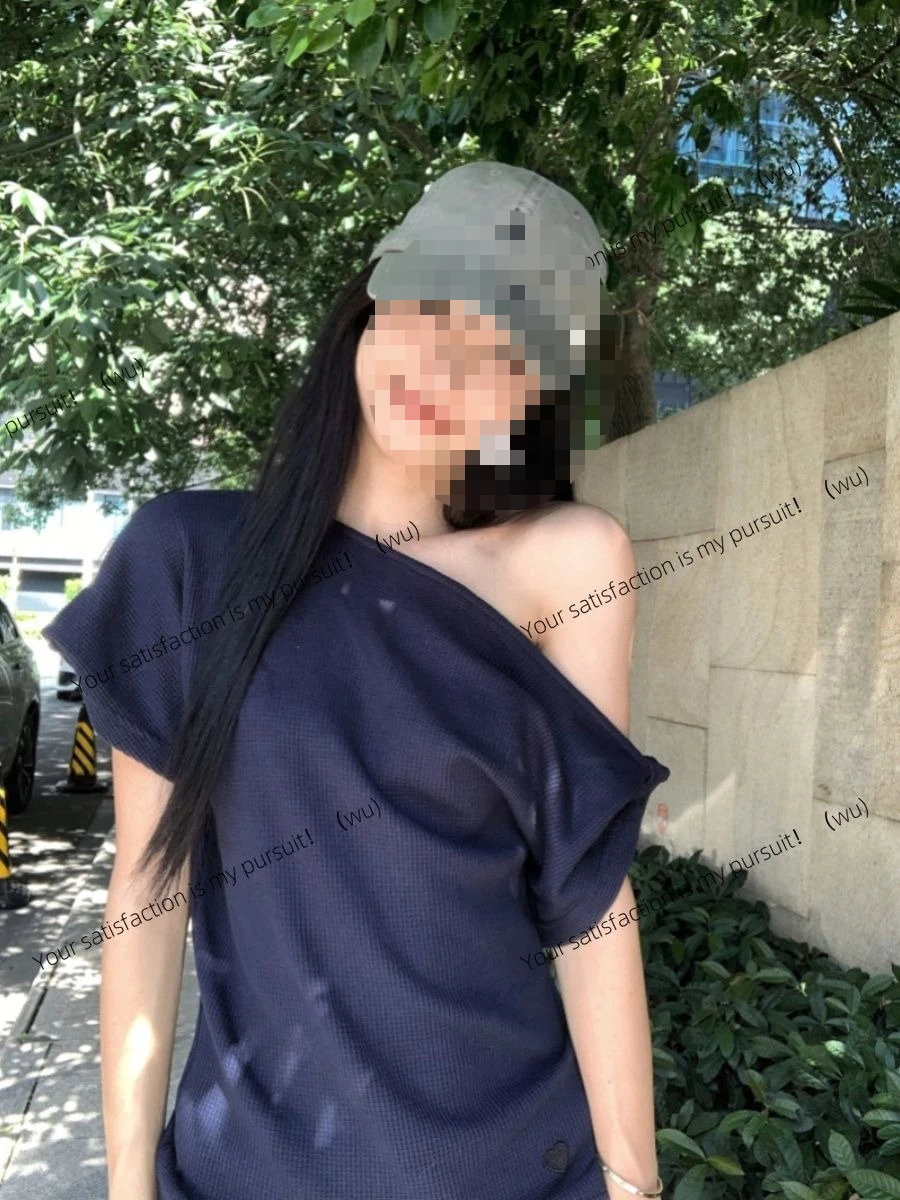 

ZOCI-2025 Vacation Women's Off-Shoulder Short Sleeve T-Shirt, Elegant Youth Summer Top, Casual Korean Fashion T-Shirt