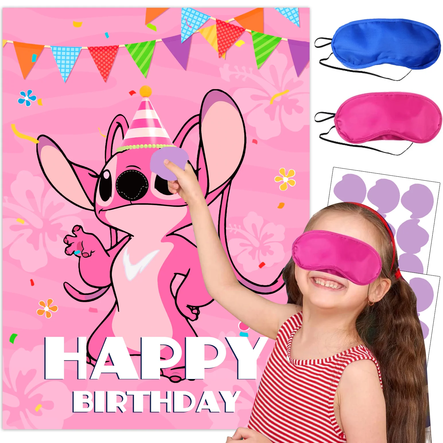 Pin The Nose on The lilo Stitch Birthday Party Game Stitch Party Background Kids Favor Gifts Disney Stitch Party Game Supplies