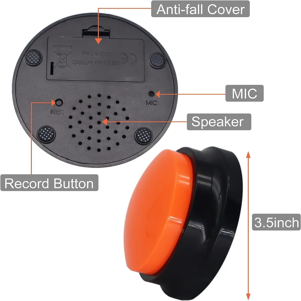 Voice Recording Button Dog Buttons for Communication Pet Training Toys Dogs Dining Bell Recording Sounder Voice Speaker Box