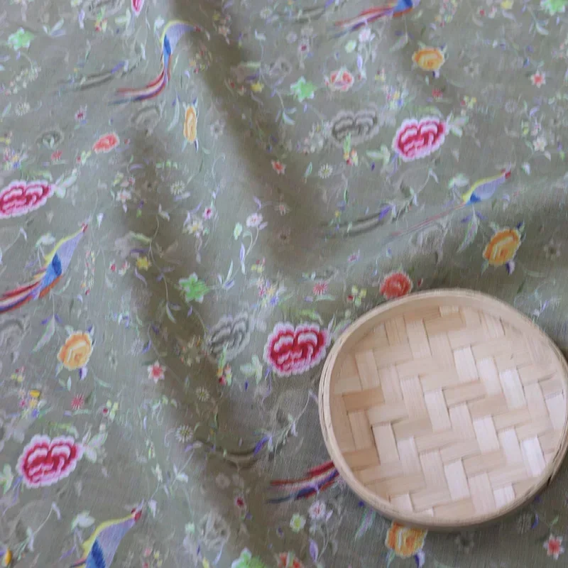 100% Natural Pure Ramie Linen Lightweight Summer Material Comfortable Breathable Dress Robe for DIY Hand Sewing Printed Design