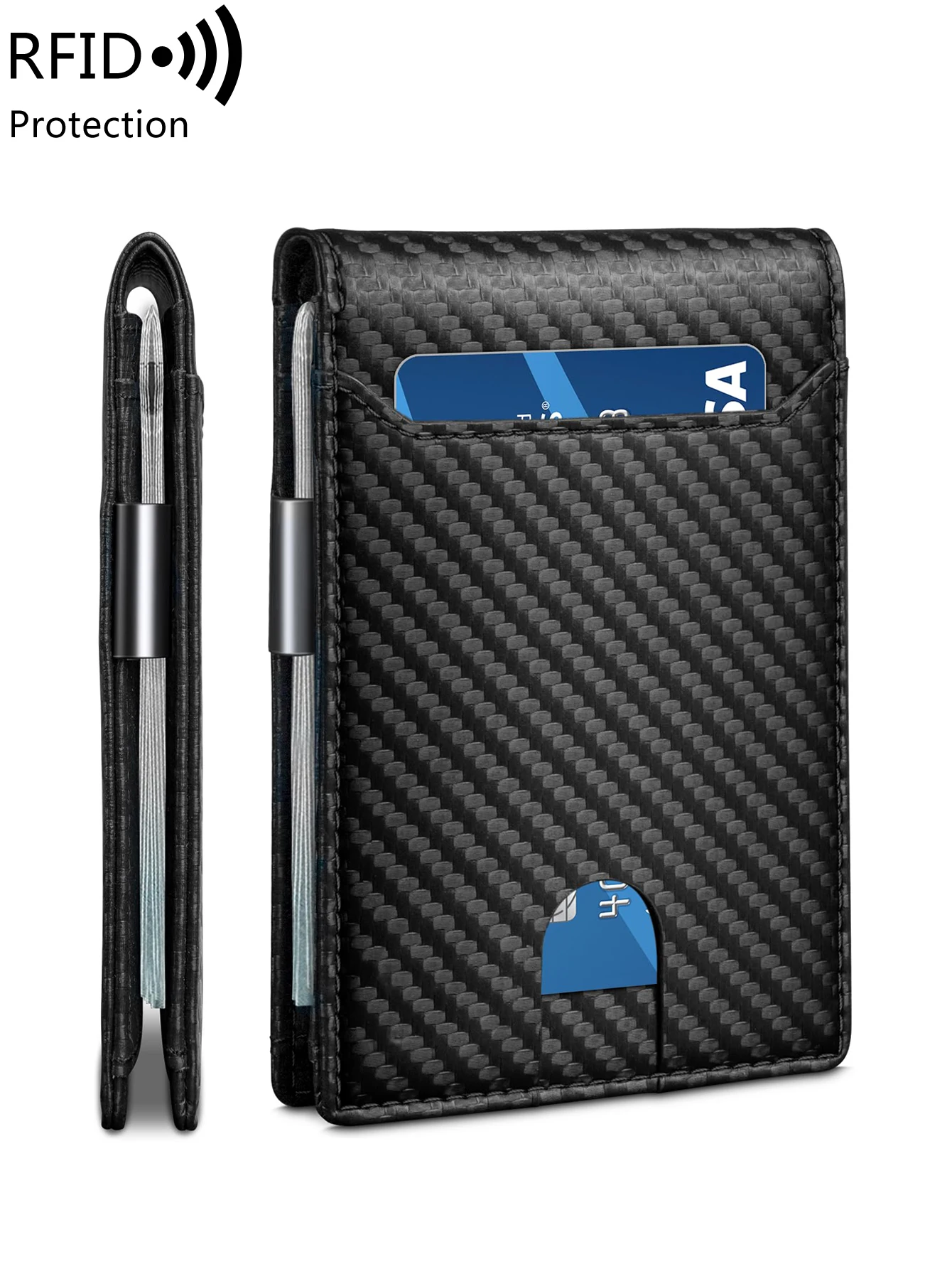 Minimalistisches Herren-Portemonnaie, multifunktional, RFID-blockierend, für die Vordertasche, tragbarer Kartenhalter, einfarbig, große Kapazität, 11-Karten-Geldbörse