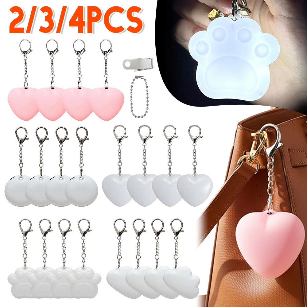 

2/3/4 шт. светодиодные брелоки-фонарики для сумок, лампа для сумки в форме сердца или круга, сенсорный ночник для кошелька с брелоком, рождественские подарки
