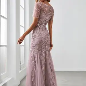 Elegante Nachtkleid -Pailletten Fischschwanz Druck Tüllkleider für Party 2025 Immer schöner Lilac Siejoulas Tulle Lady Kleider der Ehre 8 Hauptverkaufskleid Lilas Madrinha - №1