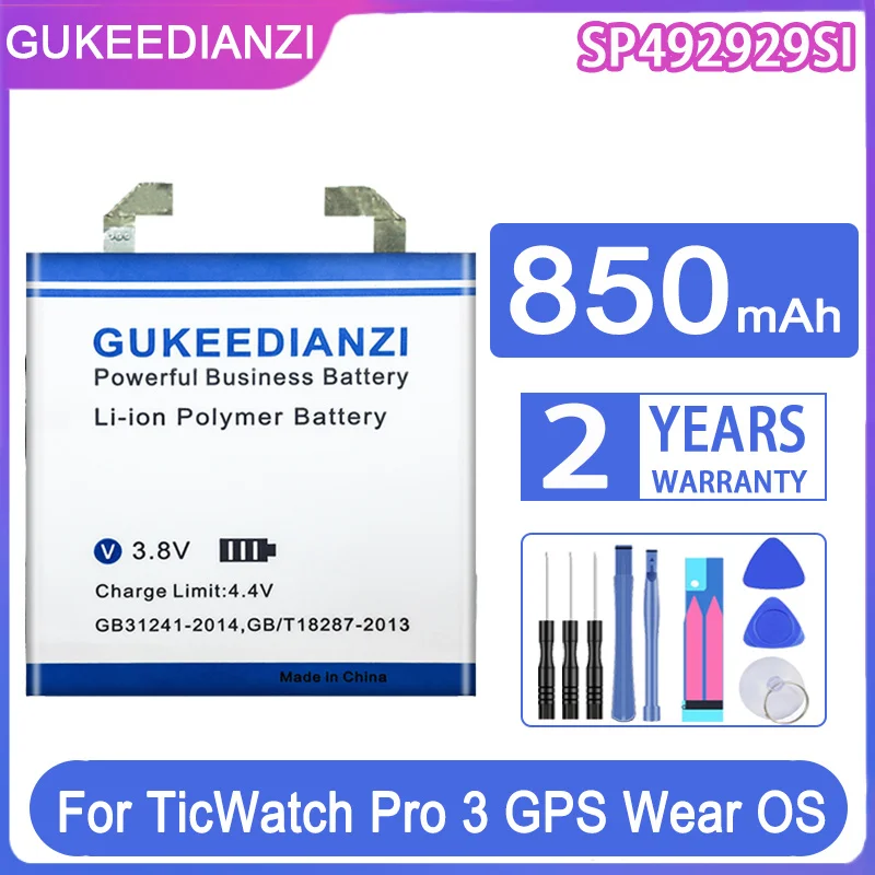 GUKEEDIANZI Replacement Battery SP492929SI 850mAh/900mAh For TicWatch Pro 3 GPS Wear OS Smartwatch