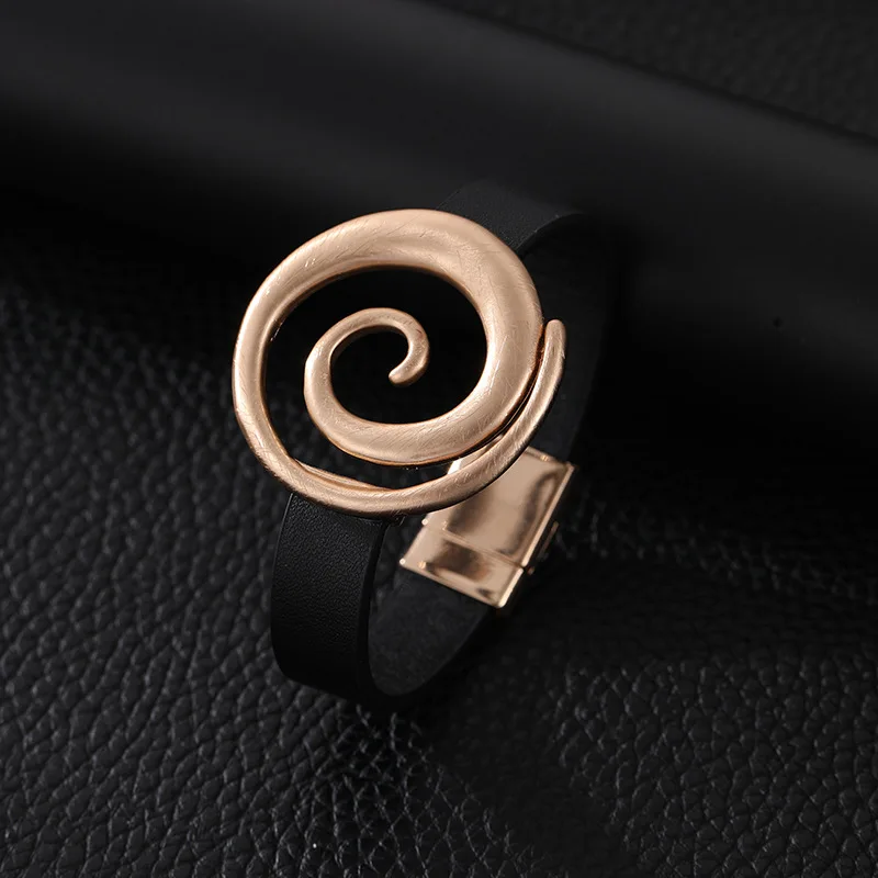 Minimal ausgehöhlte Armbänder aus gebürstetem Faden, Legierung für Damen, OL, hochwertiges Lederarmband, Charm-Schmuck – Detail 3