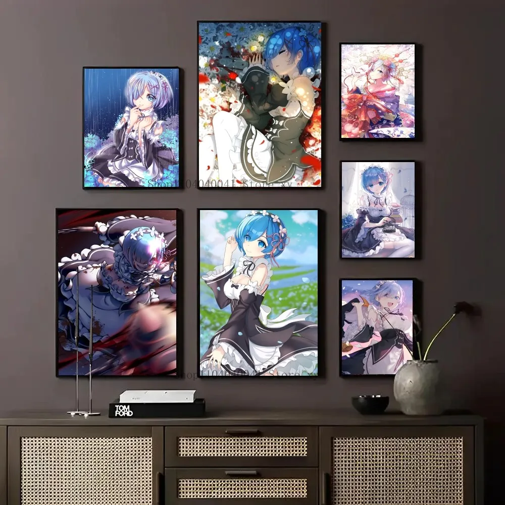 1pc Anime re Leben in einer anderen Welt von Null Rem Poster Papier drucken nach Hause Wohnzimmer Schlafzimmer Eingang Bar Restaurant Café
