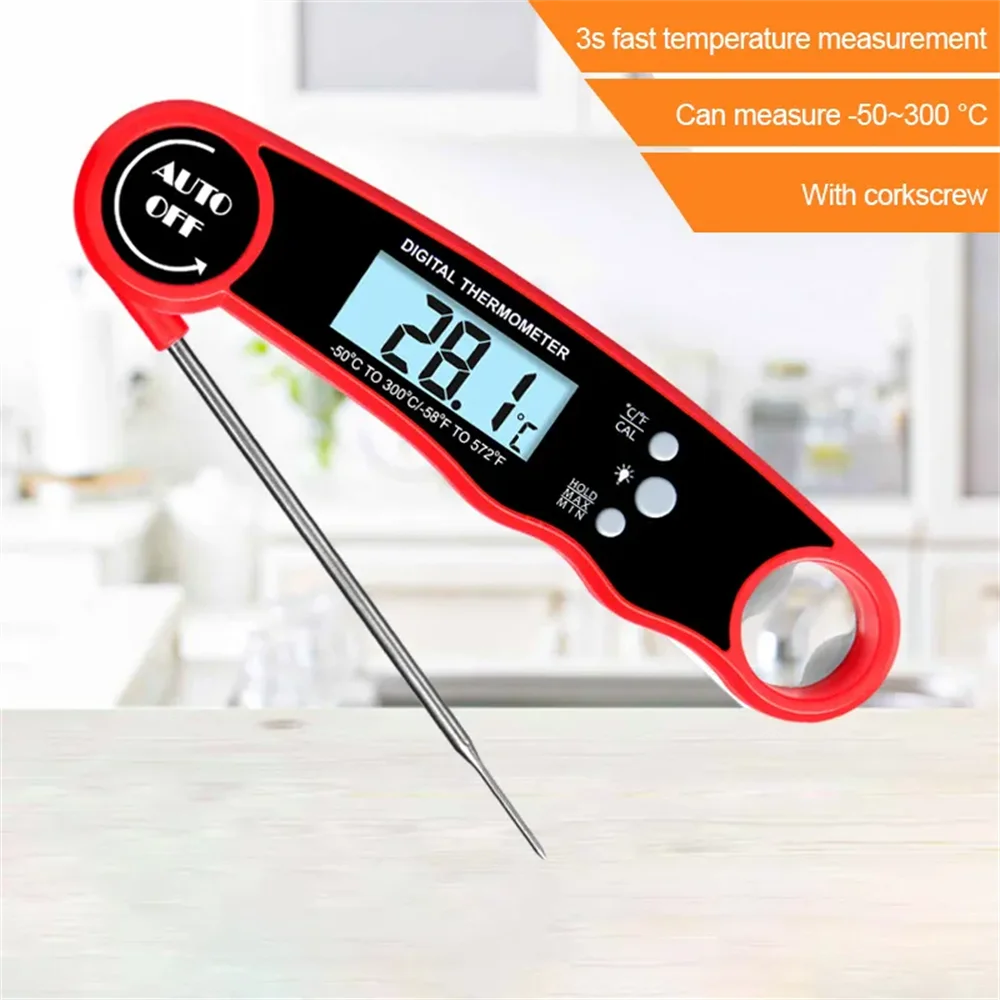 Digital Meat Thermometer Waterproof Kitchen Food Cooking BBQ Grilling Thermometer with Stainless Steel Probe