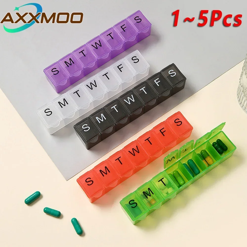Weekly (7-Day) Pill Organizer, Daily Vitamin Planner, Medicine Container, Case for Supplements & Fish Oils, Medium Compartments
