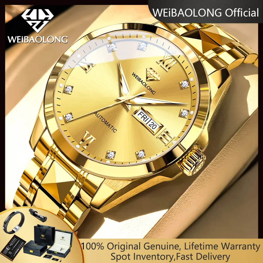 

WEiBAOLONG 3803, оригинальные мужские часы с бриллиантами, элитные роскошные оригинальные японские автоматические механические часы ограниченной серии для мужчин