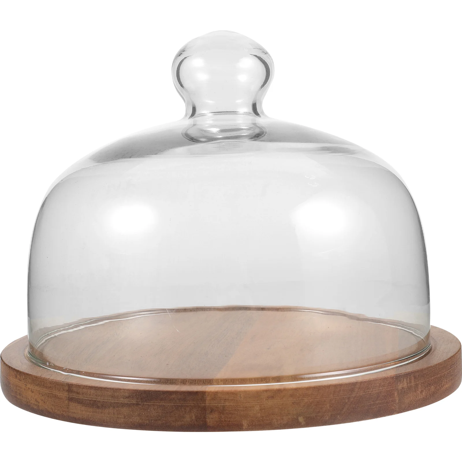 

Wooden Cake Dome 13cm Glass Lid Small Tray Platter Retro Dessert Fruit Snack Small Cake Display Dust Proof Cover