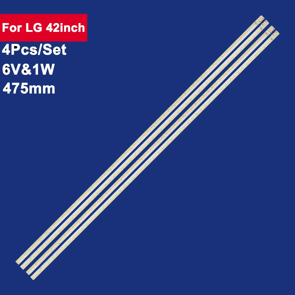 

4Pcs 475mm For LIG 42inch LED Backlight TV 57Leds 6V&1W lnnotek 42 Rev 0.6 57EA TYPE-A/B LC420EUD LE42A300N/LE42H320 42LE5300-ZA