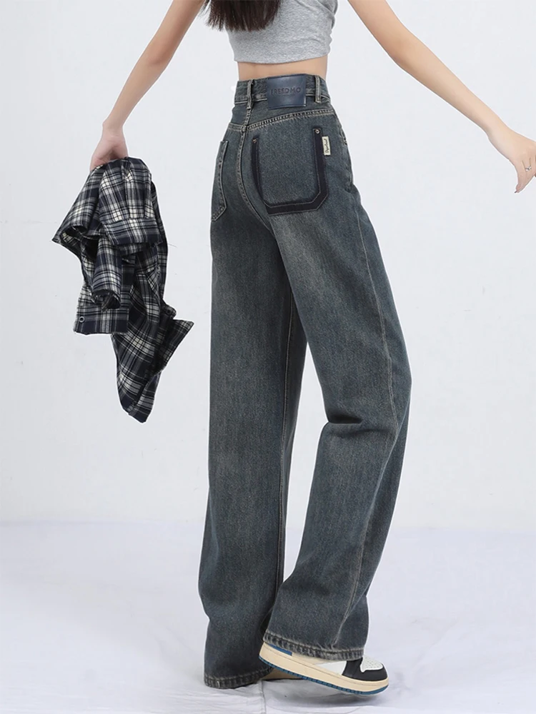 Women's Baggy Grey Jeans Harajuku Denim Trousers Japanese 2000s Style Y2k 90s Vintage Oversize Jean Pants Trashy Clothes 2024