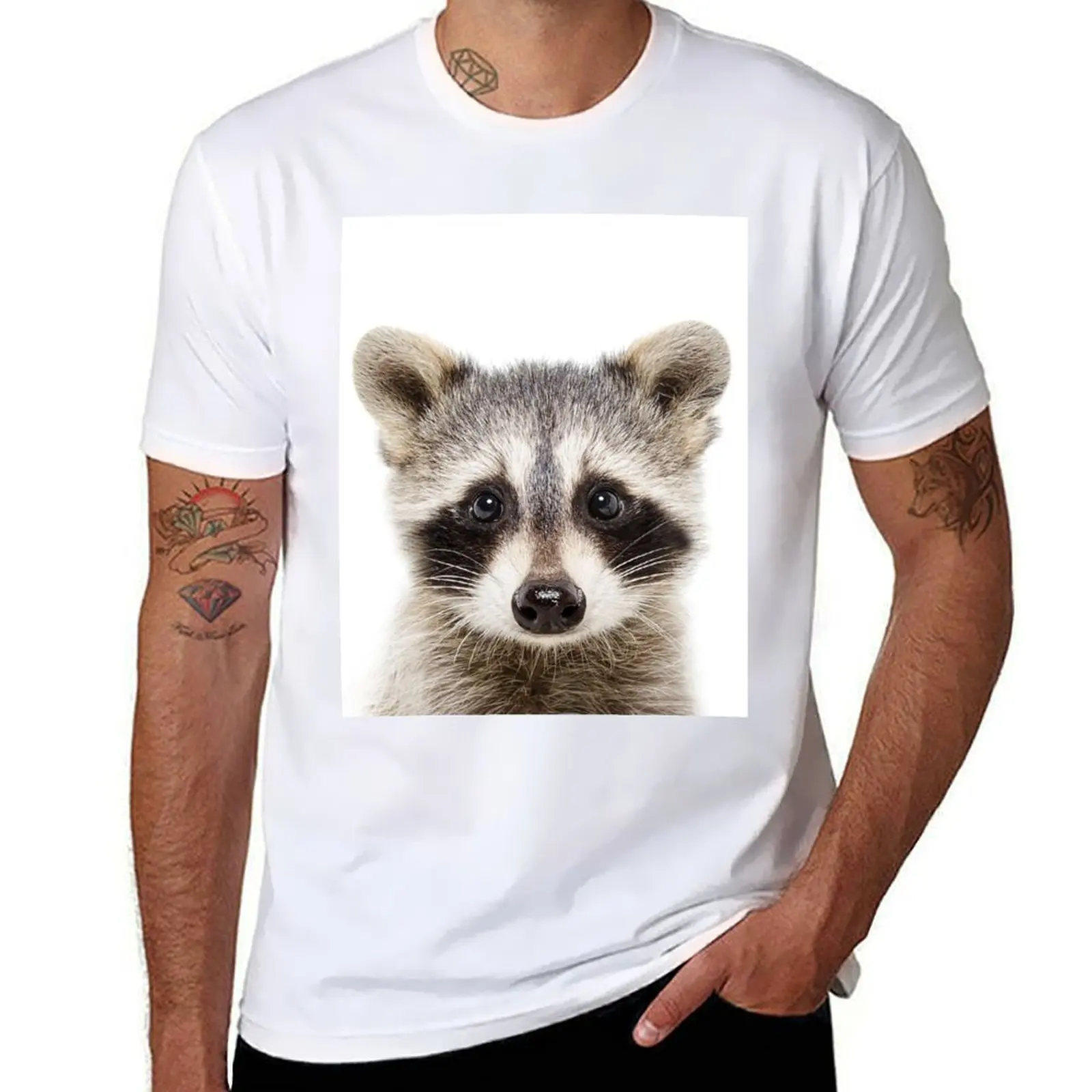 Baby Raccoon - peekaboo animals collection T-Shirt graphics football t shirt summer tops shirts men