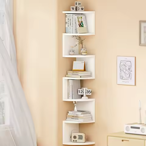 7-Tier Rustic Wall-Mounted Corner Shelf - Christmas Home Decor, Suitable for Living Room, Bedroom, Kitchen - Easy-To-Install Home Storage Shelf, Decorative Storage Rack, Easy to Assemble, Home Corner Triangular Wall-Mounted Storage Rack, Corner Divider, Tiered Bookshelf, Multi-Layer Wall-Mounted Shelf for Kitchen, Space-Saving Storage, Home Organization, Decorative Storage, Minimalist Storage Box, Kitchen Enthusiasts