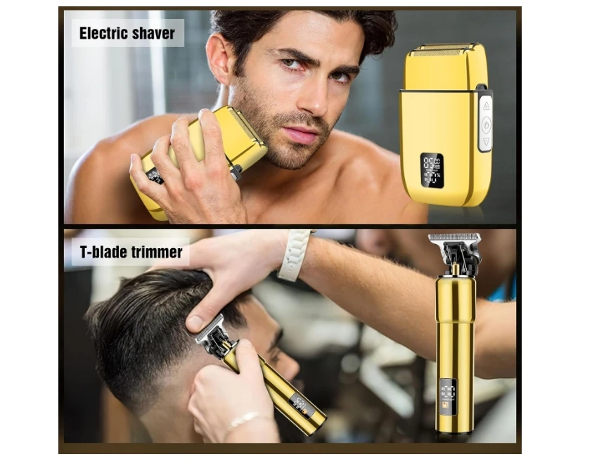 Hair Clippers for Man,Professional Electric Shavers Razor T-Blade Hair Trimmer, Men’s Grooming Kit Waterproof Cordless