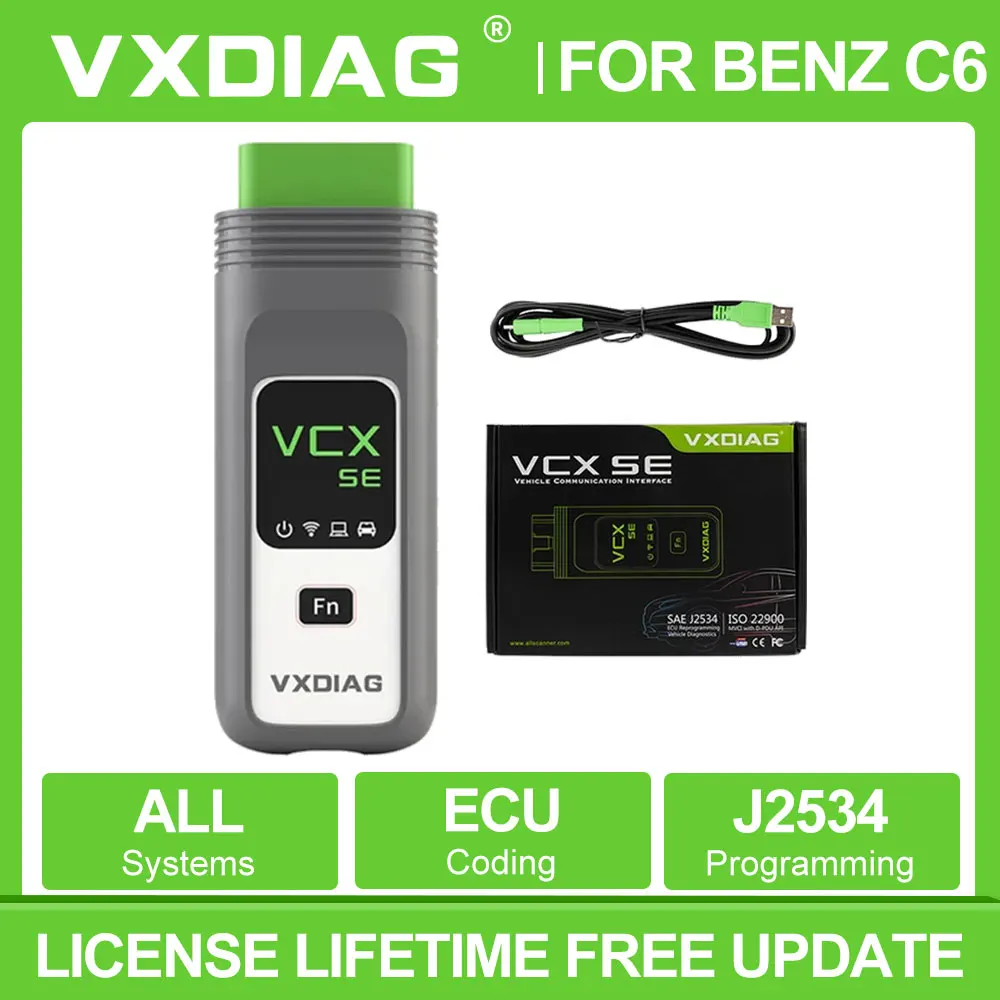 Herramienta de diagnóstico de coche VXDIAG VCX SE VX408 para Mercedes Benz VCX SE para Benz J2534 programación SCN ECU codificación C6 Doip obd2