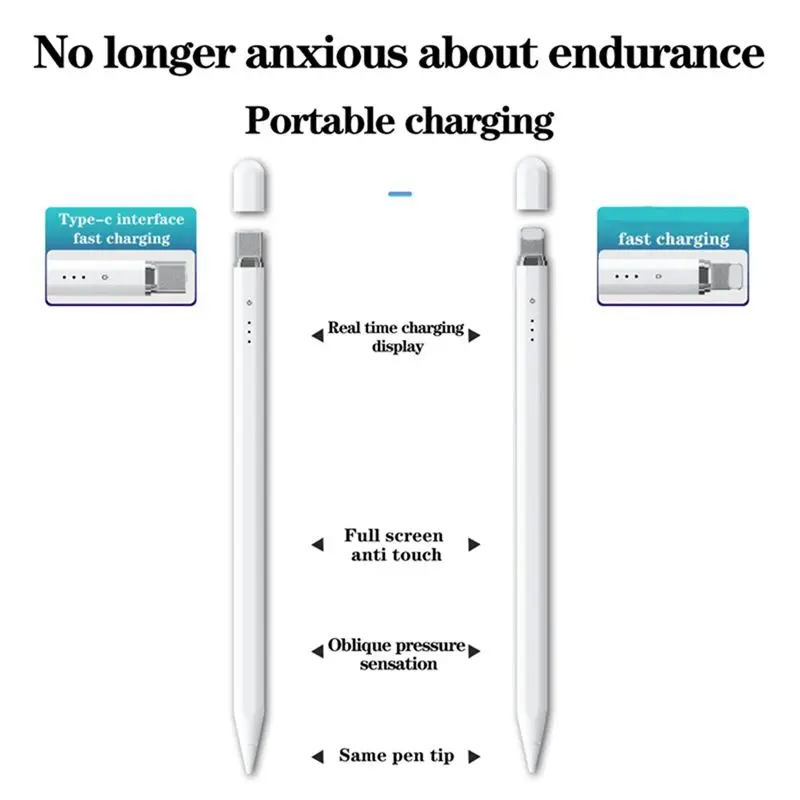 For Apple/iPad Pencil Magnetic Suction Capacitor Flat Instead of Stylus Hand Writing Pen with Type-C Interface Charging