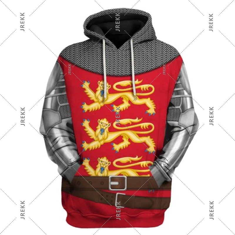 British History Theme Hoodie Men Women Armored Knight Role Playing Funny Hoodies Cross Graphic Spring Trend New Retro Sweatshirt