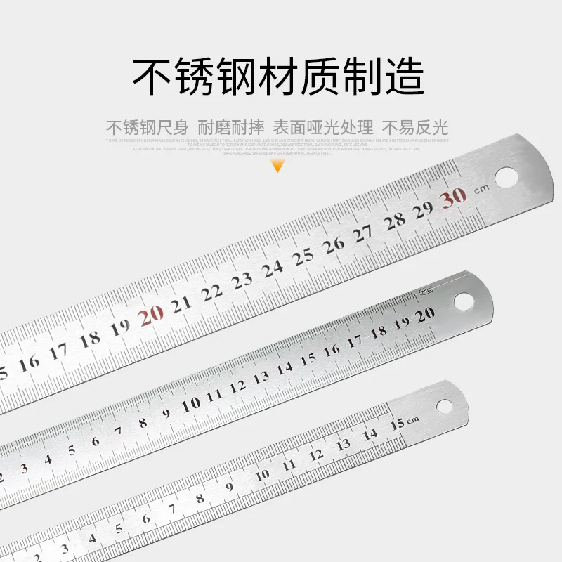 Stainless Steel Metal Straight Ruler Precision Measuring Tool 10/15/20/30/50/60CM 1PC