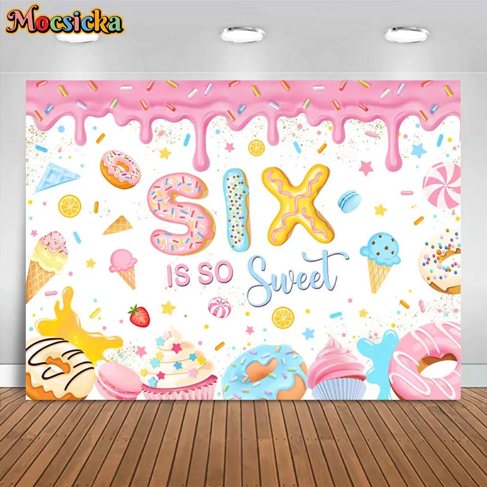 خلفيات عيد ميلاد آيس كريم من Mocsicka Donut ، 6 فتاة لطيفة جدًا ، ديكور حفلات ، خلفية ، لافتة طاولة حلوى ، مخصصة
