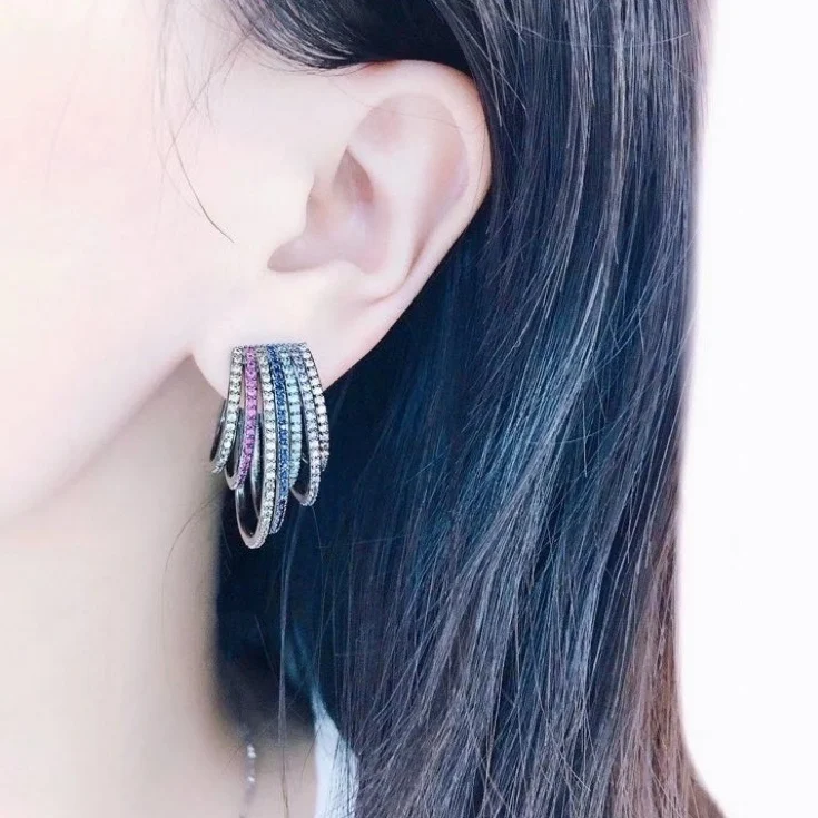 Trendy Luxury Irregular Geometric Twist Dangle Earrings For Women Wedding Cubic Zircon CZ Dubai Bridal Earring Bohemia Hot