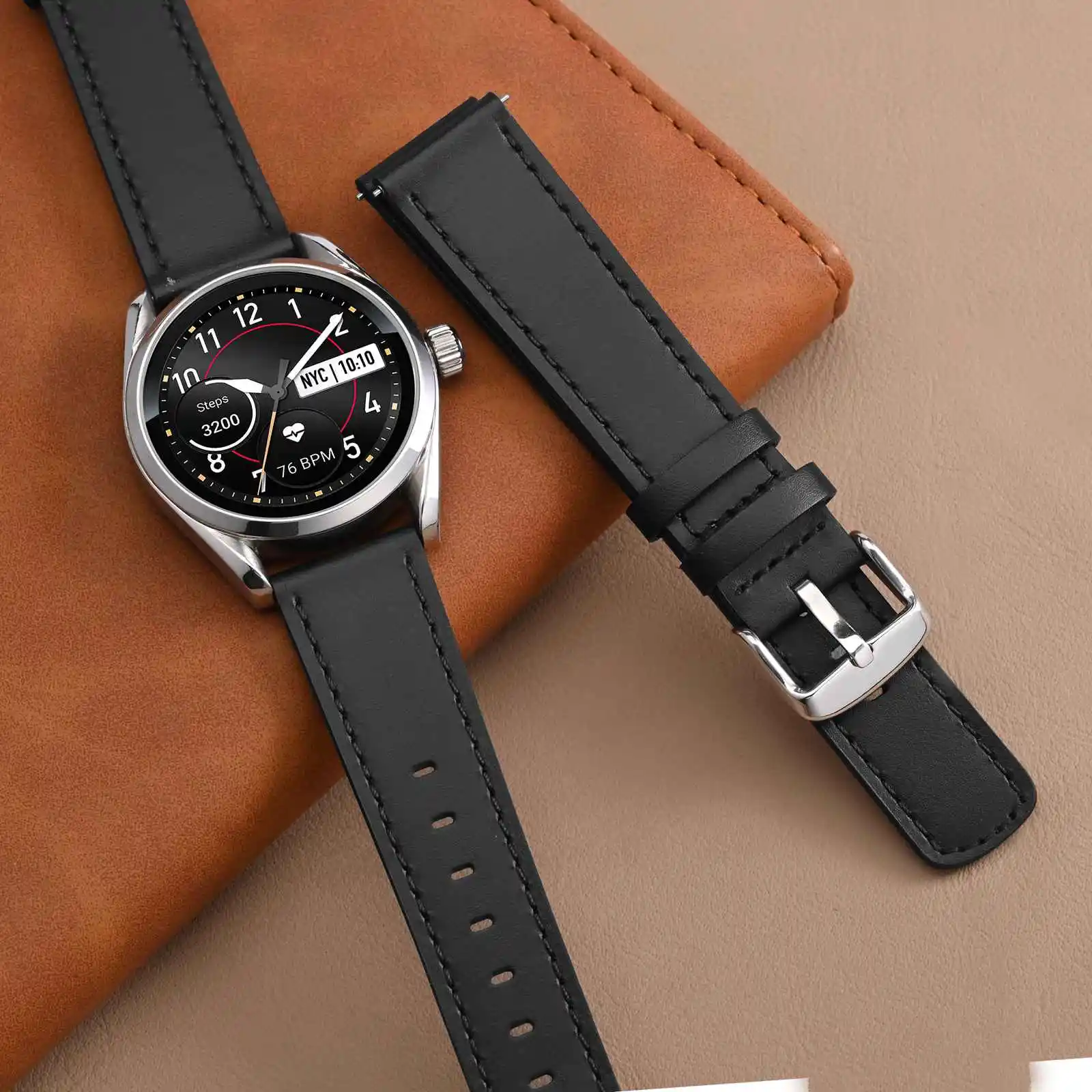 ANNEFIT Quick Release Leather Bracelet 18mm 19mm 20mm 21mm 22mm Watch Strap, Replacement and Adjustable Watch Band for Men