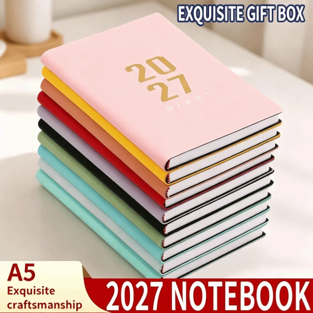 Portable A5 Size Schedule Book 312 Pages Leather Cover Daily Notepad Thick Paper To Do List Academic Planner For Efficiency