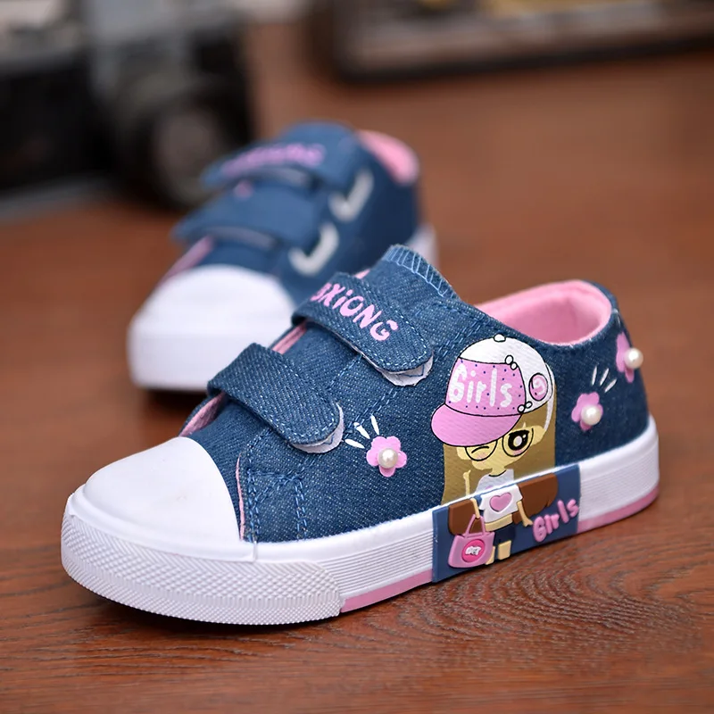

New Children's Canvas Shoes Baby Board Shoes Four Seasons Girls Breathable Princess Shoes Kids Soft Bottom Casual Flat Shoes