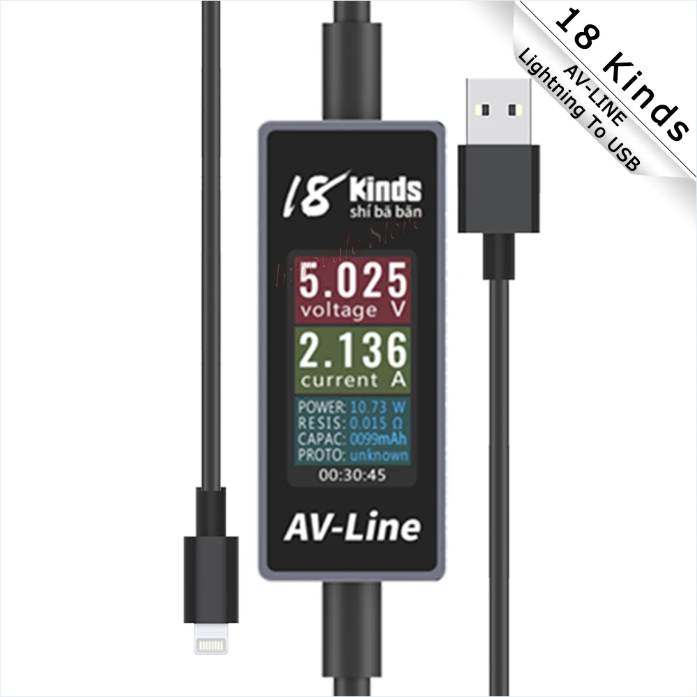 Cable de carga USB con detección inteligente AV, Cable de carga de corriente de voltaje Real, Lightning/tipo a USB