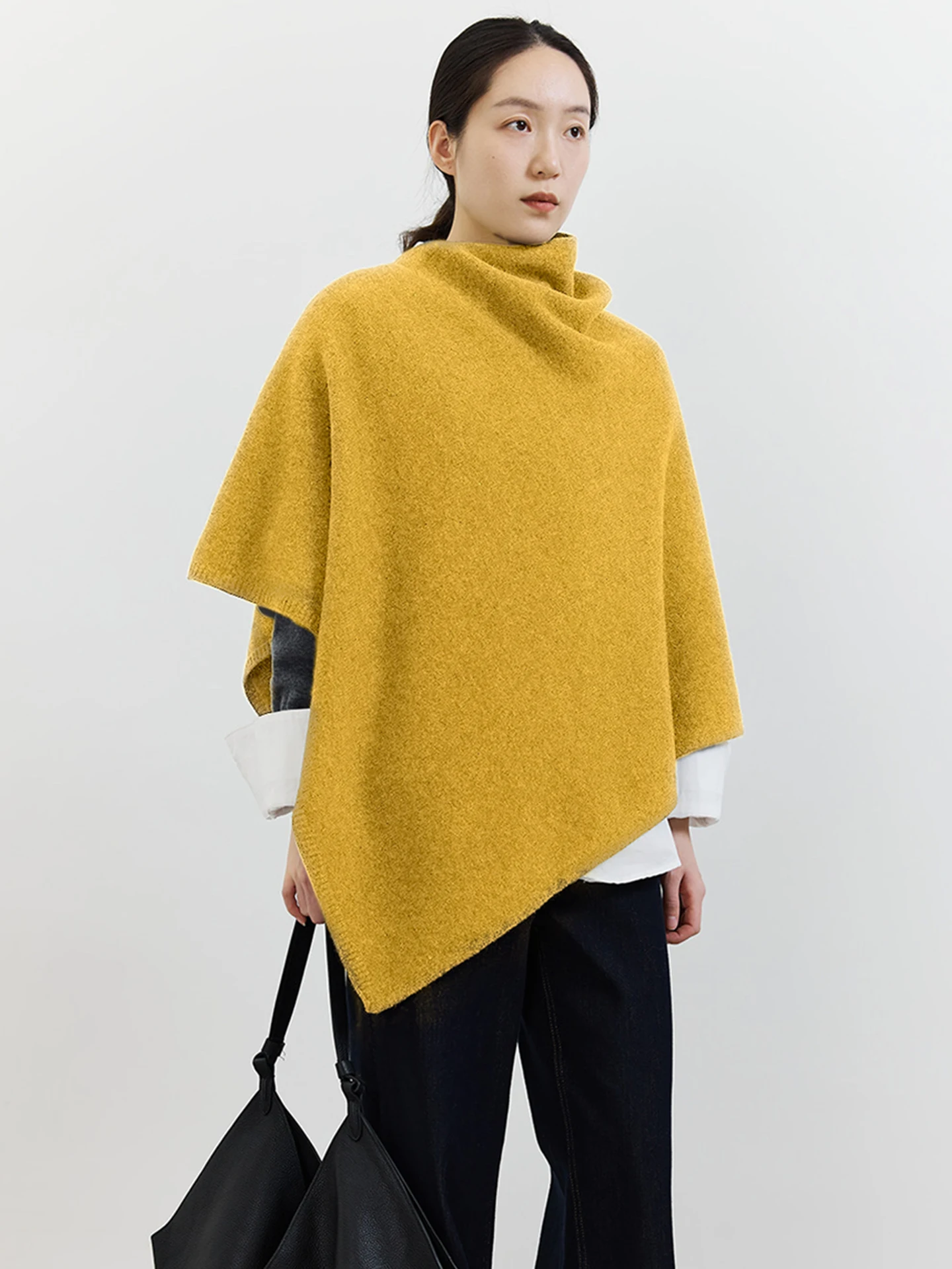 黄色のスカーフ-レディース-冬-高級感-カウルネック-ショール-韓国風-大判三角スカーフ-エレガンス-アウター-ネックウォーマー