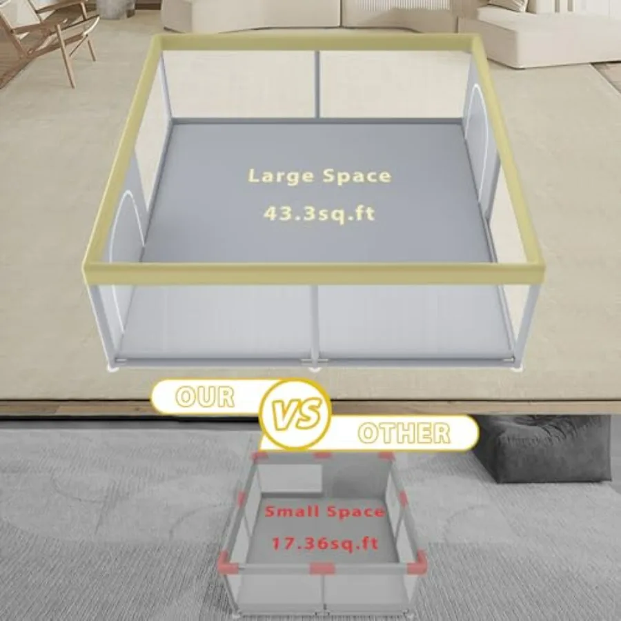 Box per bambini extra large 79×79 per neonati e bambini piccoli Ideale cortile da gioco per interni ed esterni con robusta struttura di sicurezza morbida e traspirante