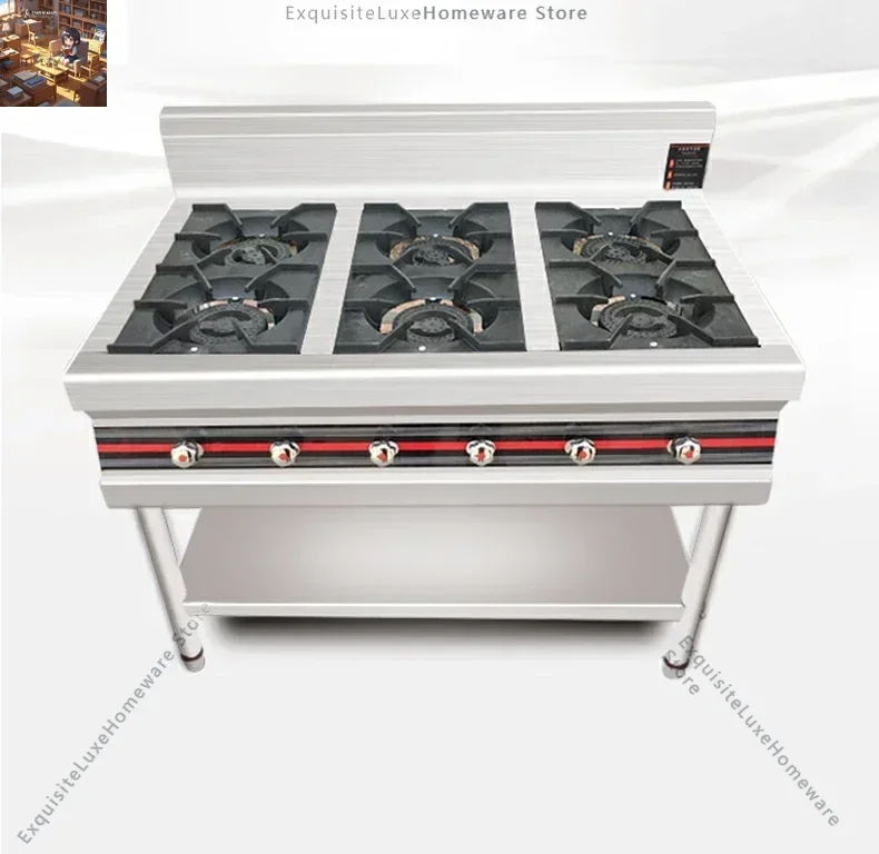 Commercial Stainless Steel with Stand Gas Stove Cooking Equipment 4/6 Burners Gas Stove
