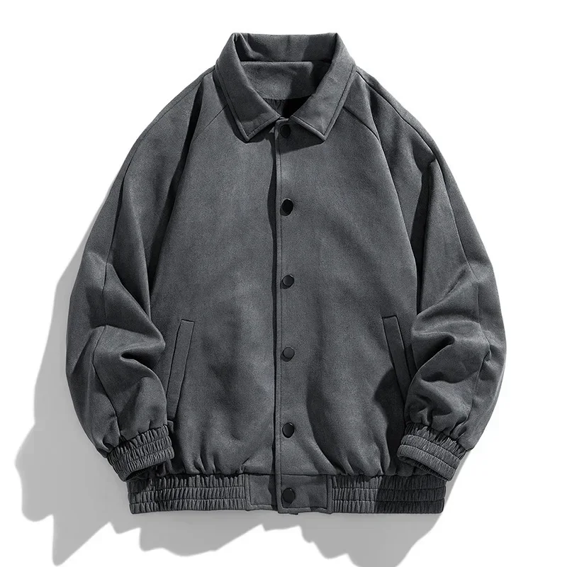 2024 New Listing Oversized Aviator Jacket Fashion Casual Suede Flip Lining Slim Quality Men'S Spring And Fall Loose Work Coat