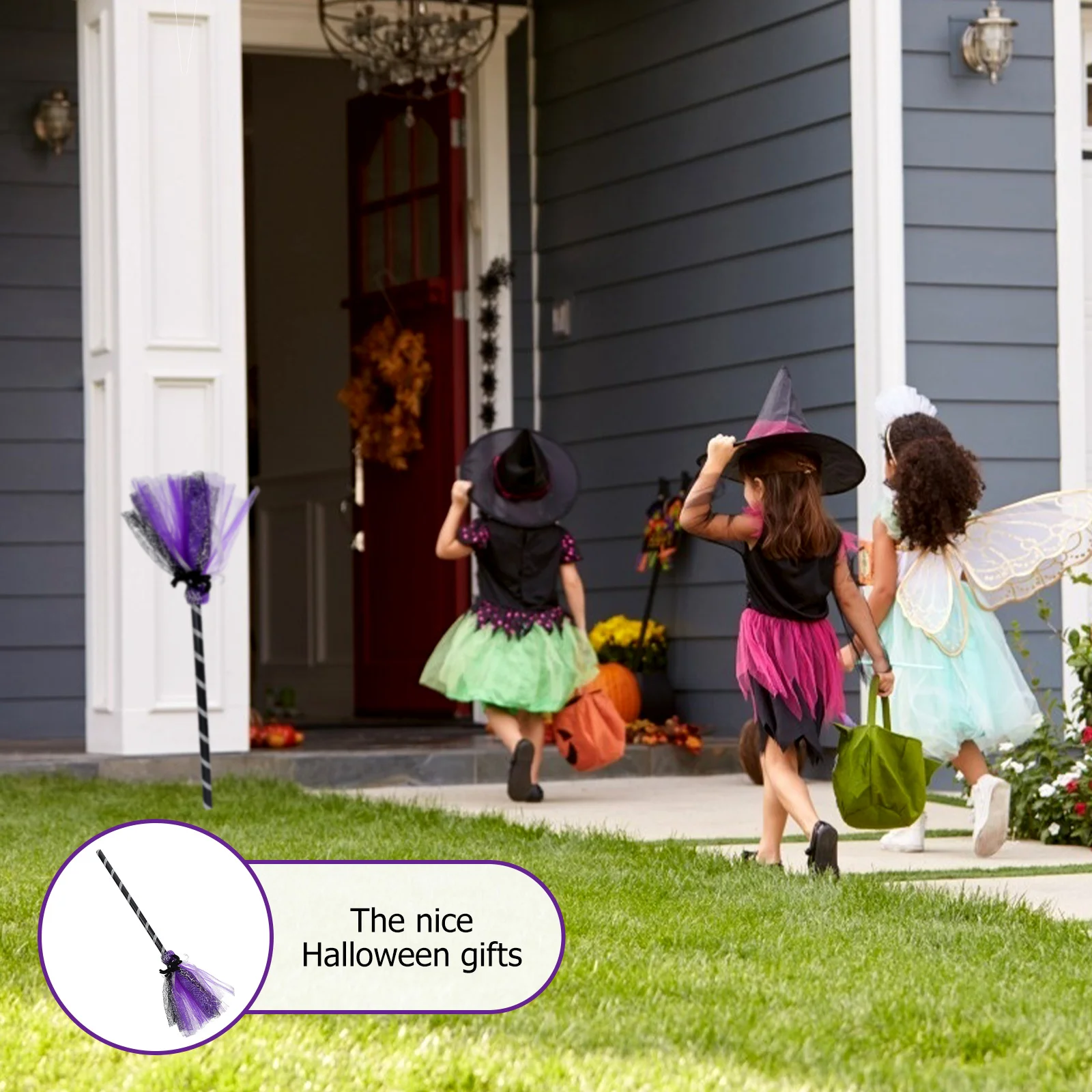 

1pc Halloween Broom Decoration Witch Prop For Party Haunted House Stage Background Besom Creative Gift Children Witch Broom