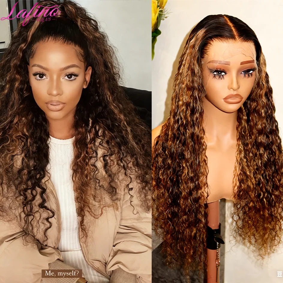 250% الكثافة 13x6 شعر مستعار مجعد موجة عميقة الباروكات 1b/30 أبرز شعر مستعار شعر الإنسان 13x4 الدانتيل أمامي موجة المياه باروكة من شعر طبيعي