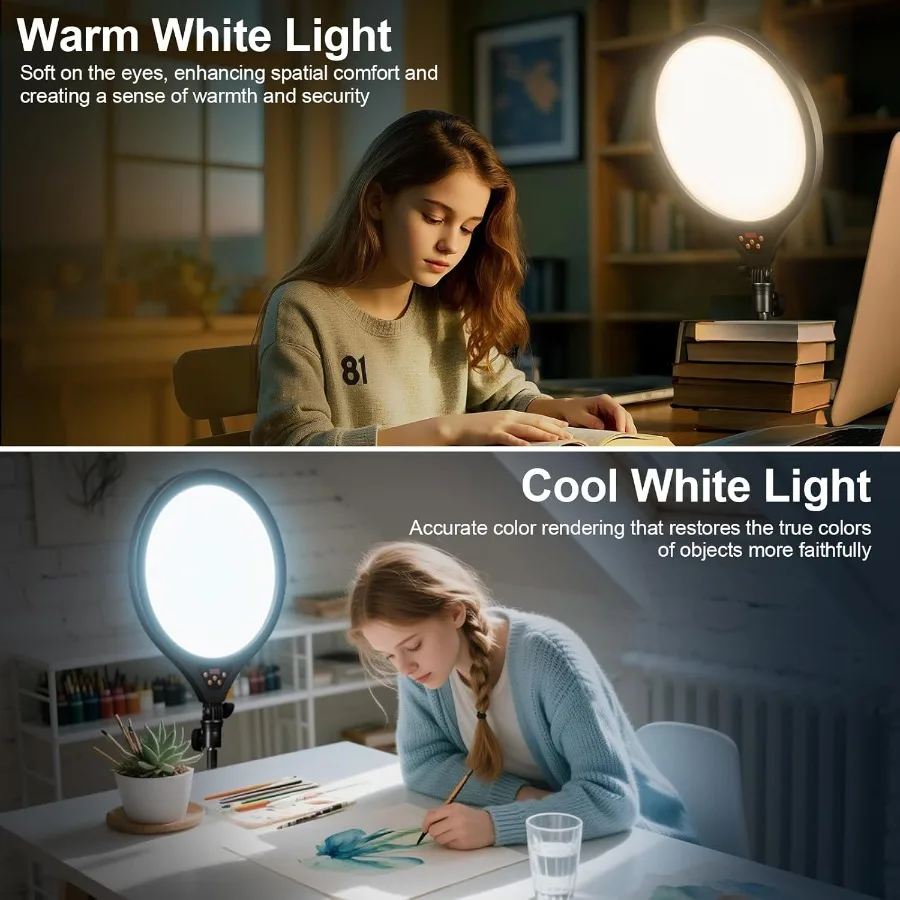 14 مصباح حلقي LED احترافي مع حامل ارتفاع قابل للتعديل لتسجيل الفيديو والبث المباشر مثالي لإنشاء المحتوى o