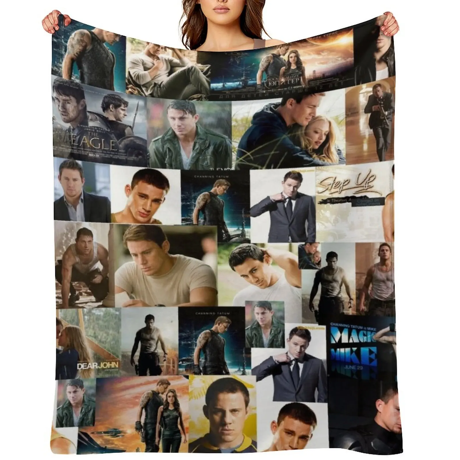 

Channing Tatum Seamless Squarish Photo Collage Throw Blanket heavy to sleep Extra Large Throw Hairys Thins Blankets