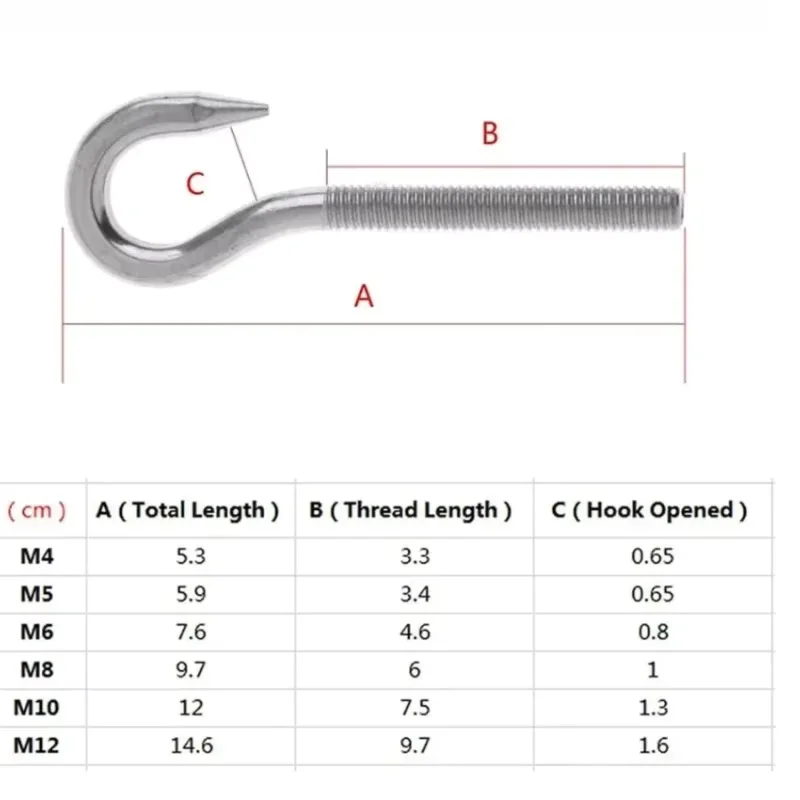 1pcs M4-M24 304 Stainless Steel Sheep Eye screw Bolt Ring/Hook Screws Ring Hanging Hook Suspension Fasteners Tool